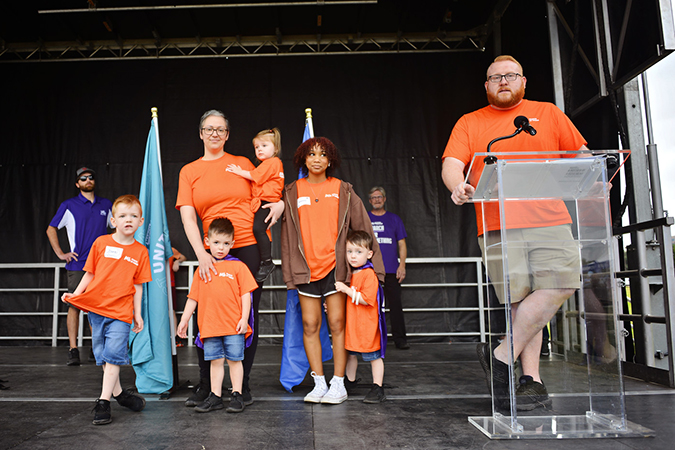 The Millers sharing their story at the March for Babies event.